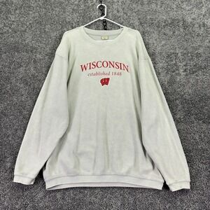 Wisconsin Badgers Sweatshirt Womens XL Gray NCAA Football Chicka-d Corded Crew